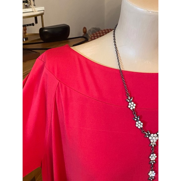 Chicos Red‎ Boat Neck 3/4 Sleeve Flowy Top Shirt Women's Size 2 - Picture 4 of 12